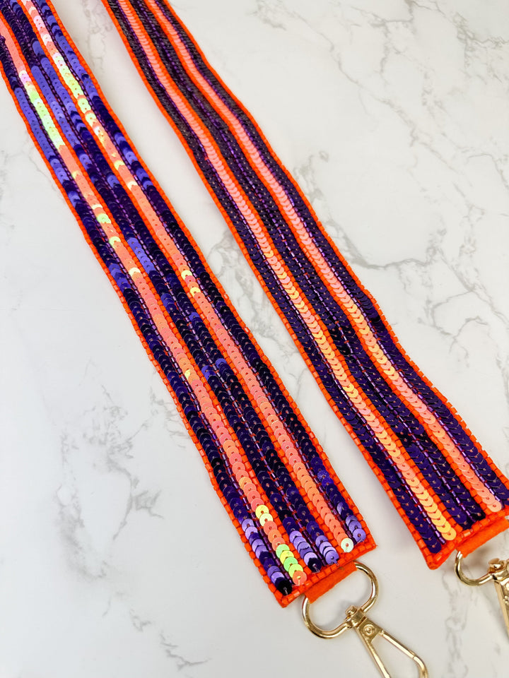 Sequin Purse Strap - Orange & Purple