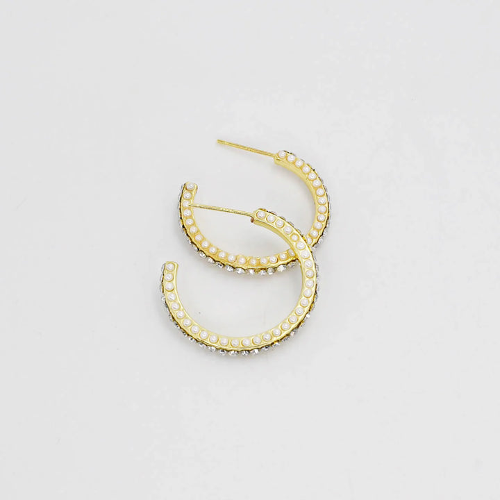 Pearly Sparkle Hoop Earrings