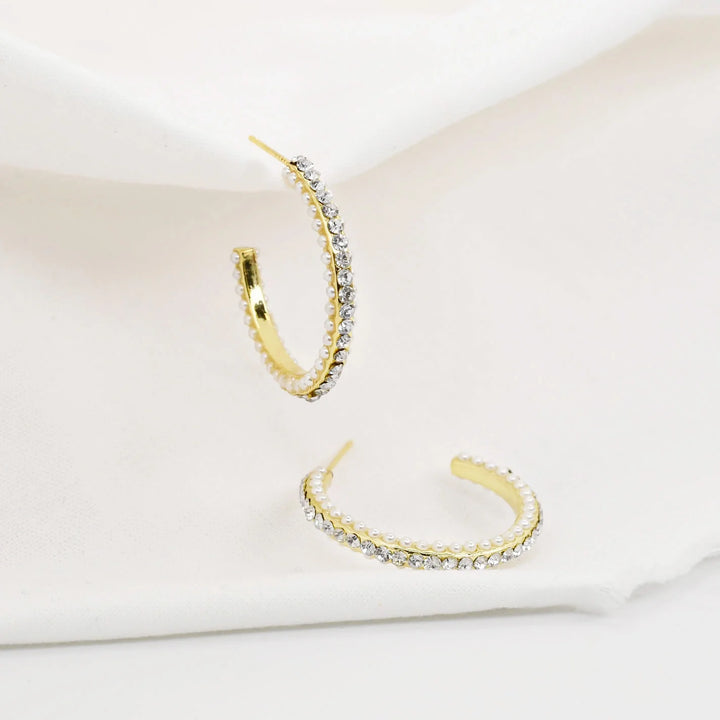 Pearly Sparkle Hoop Earrings