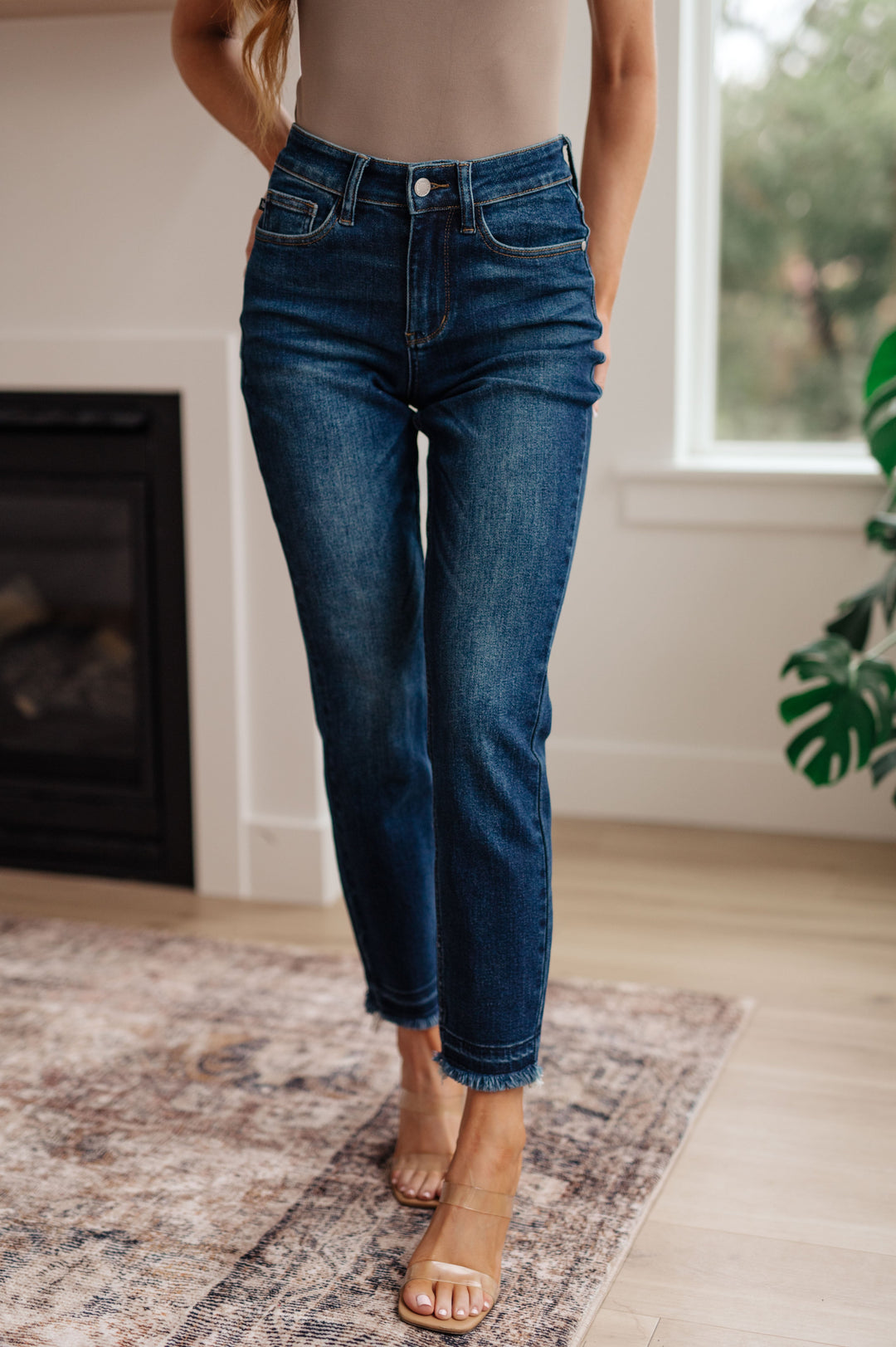 Phillipa High Rise Release Hem Slim Jeans by Judy Blue