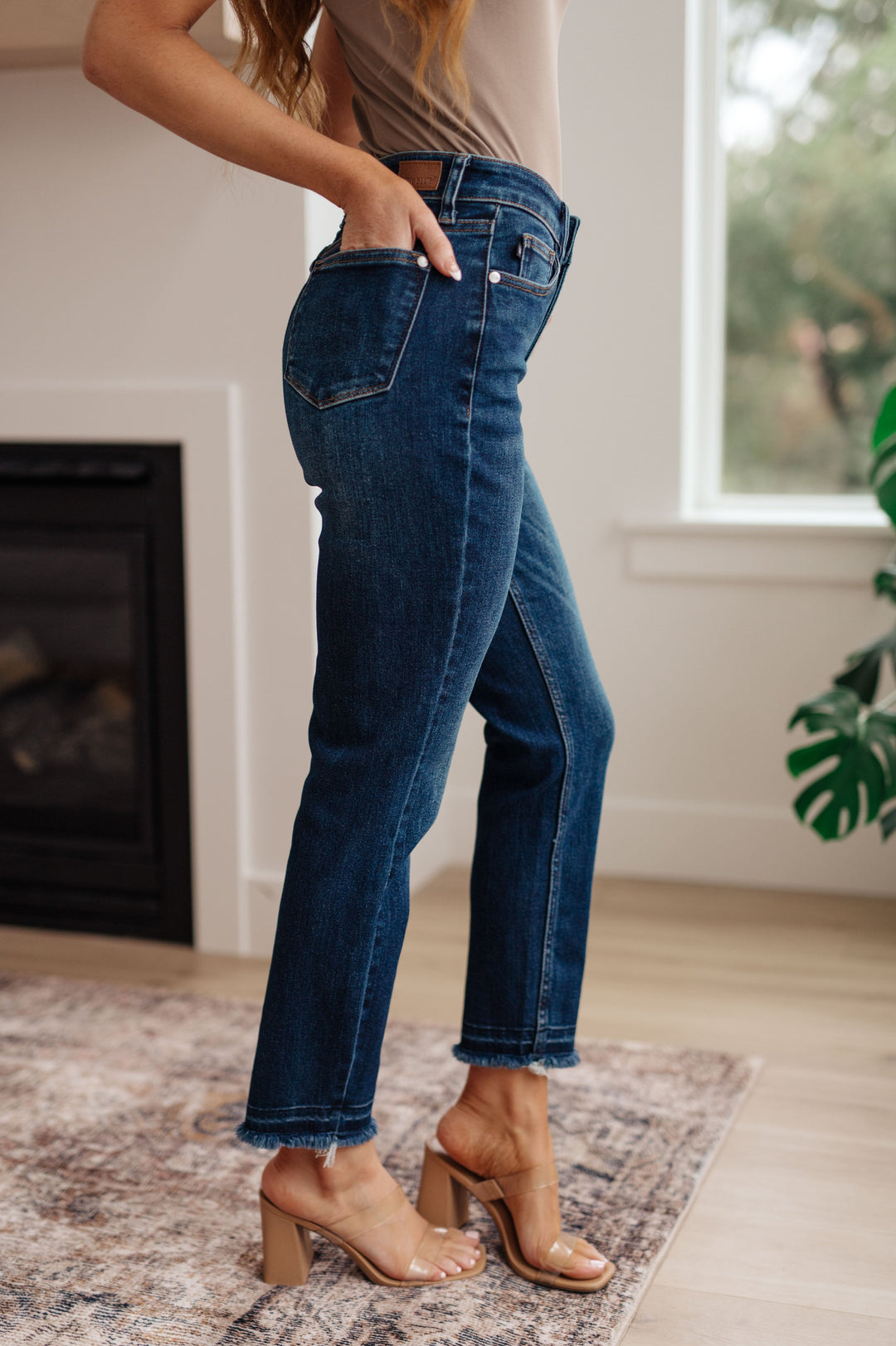 Phillipa High Rise Release Hem Slim Jeans by Judy Blue