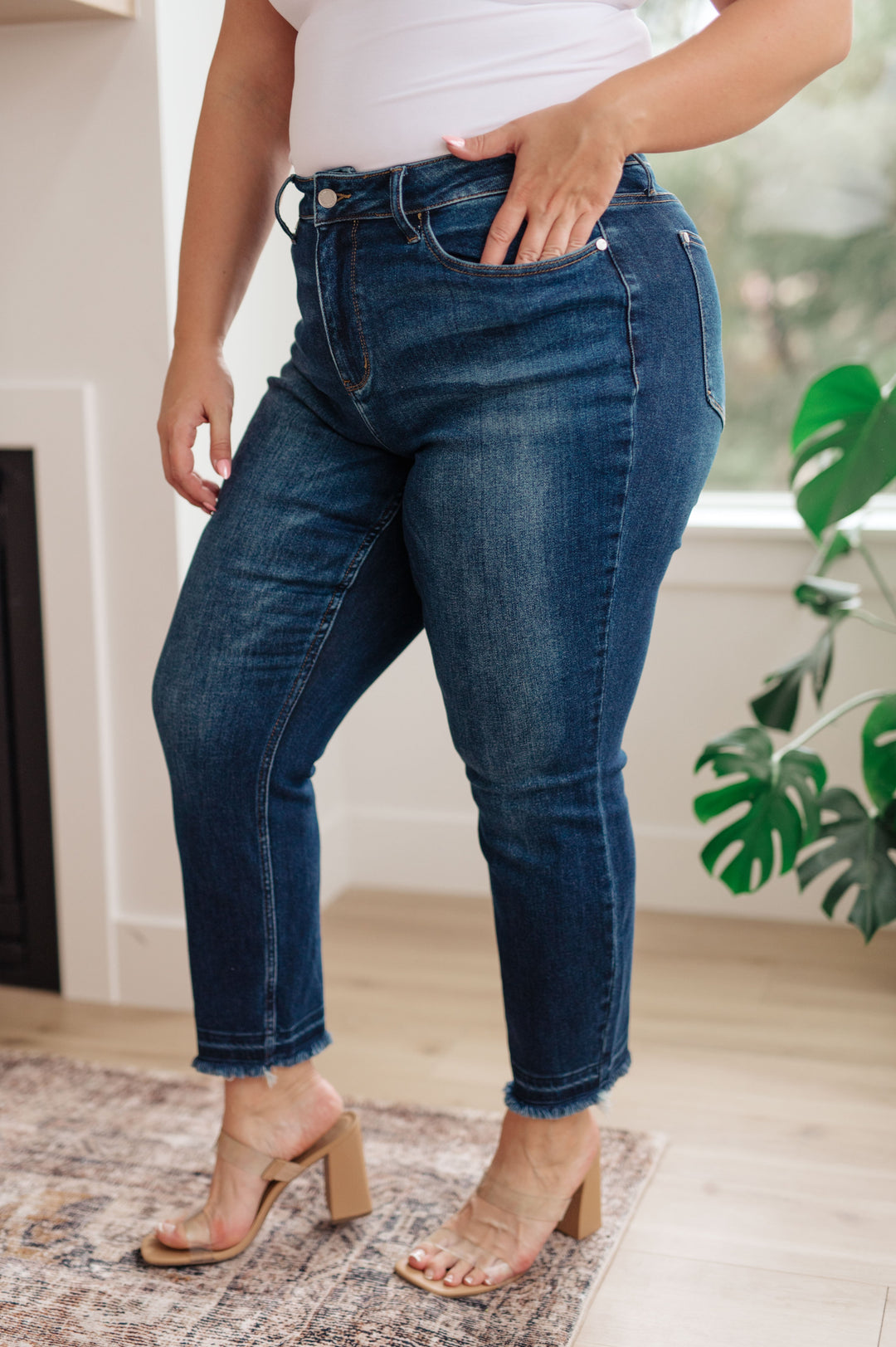 Phillipa High Rise Release Hem Slim Jeans by Judy Blue