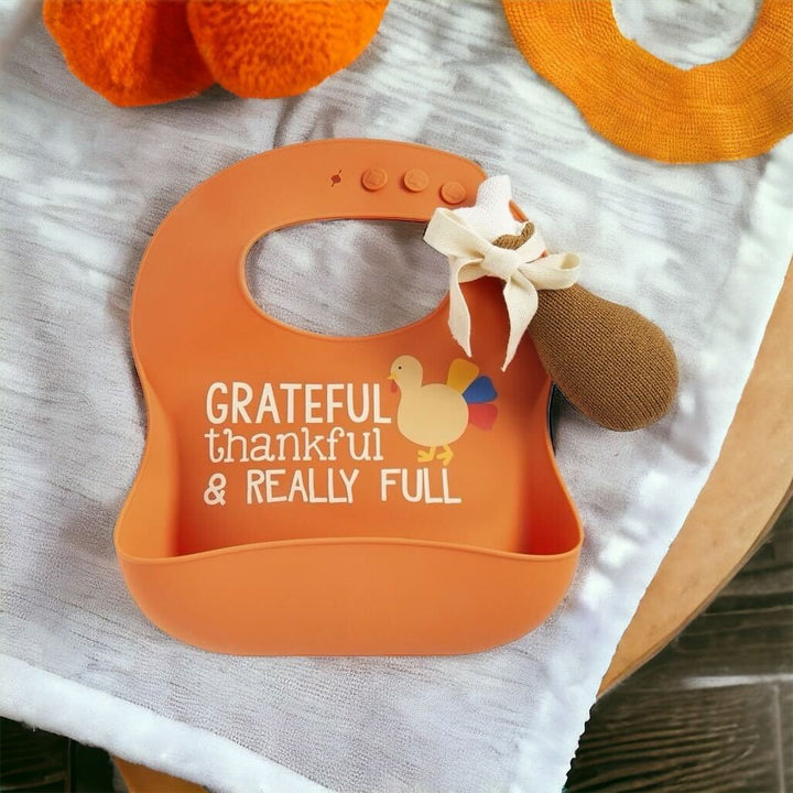 Thanksgiving Bib & Rattle Set by Mud Pie