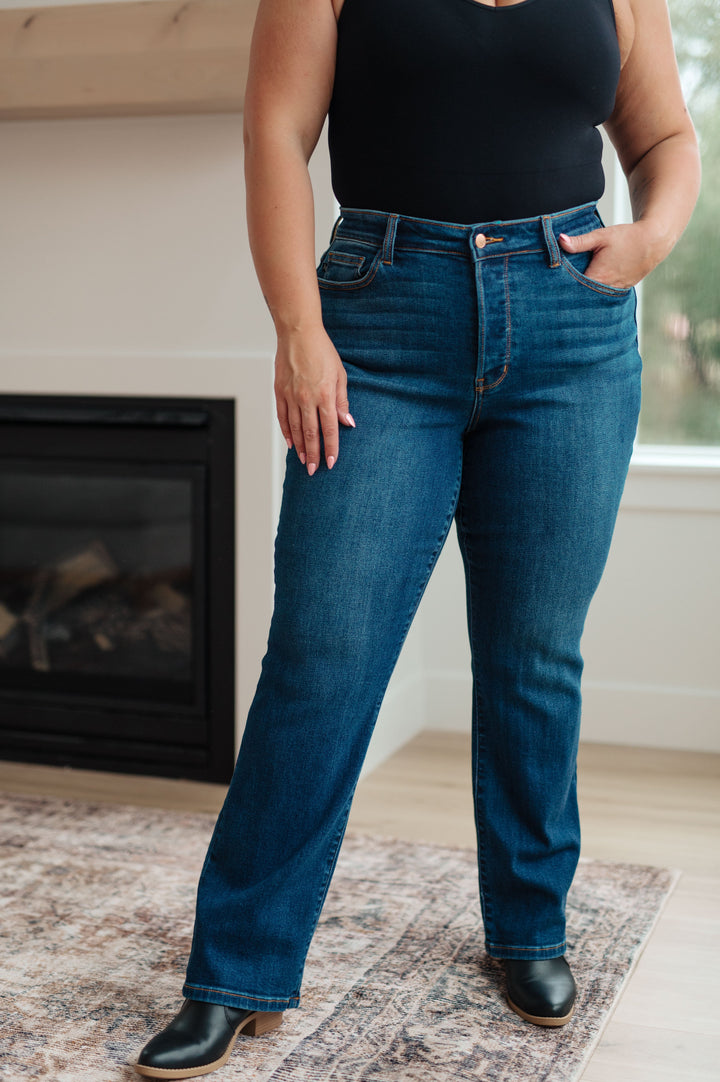 Pippa High Rise Button Fly Straight Jeans by Judy Blue