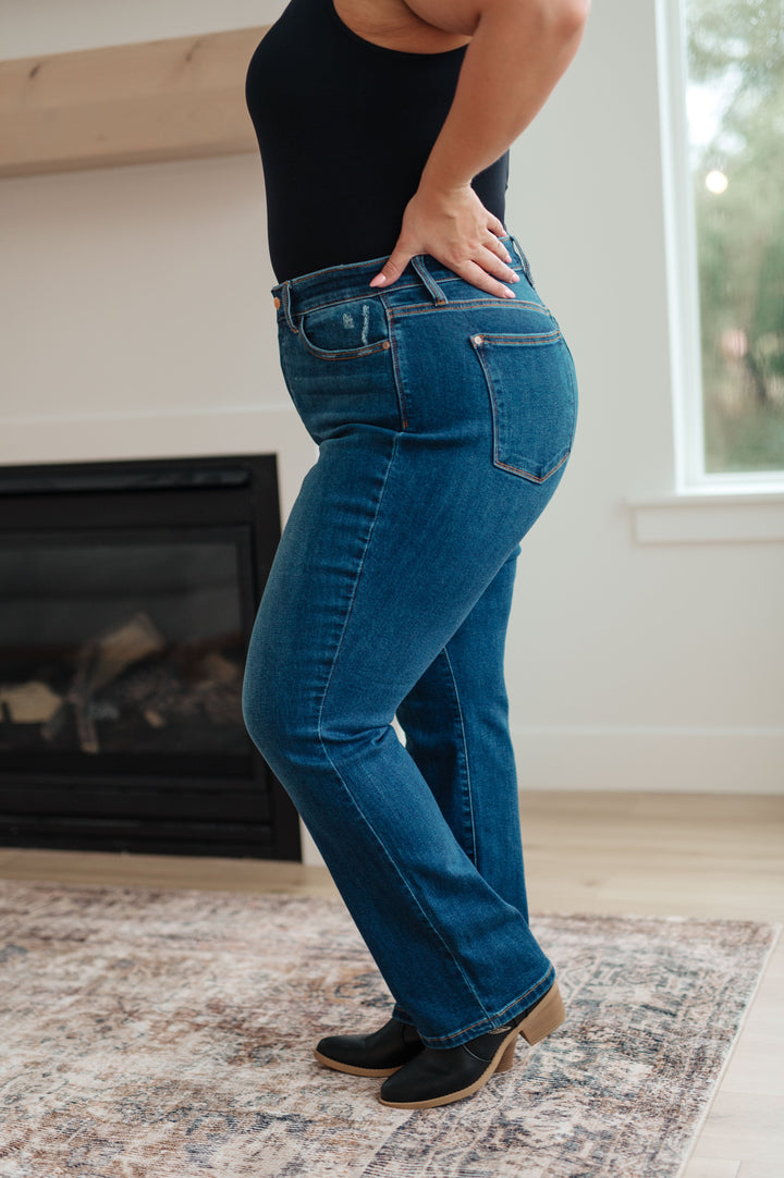 Pippa High Rise Button Fly Straight Jeans by Judy Blue