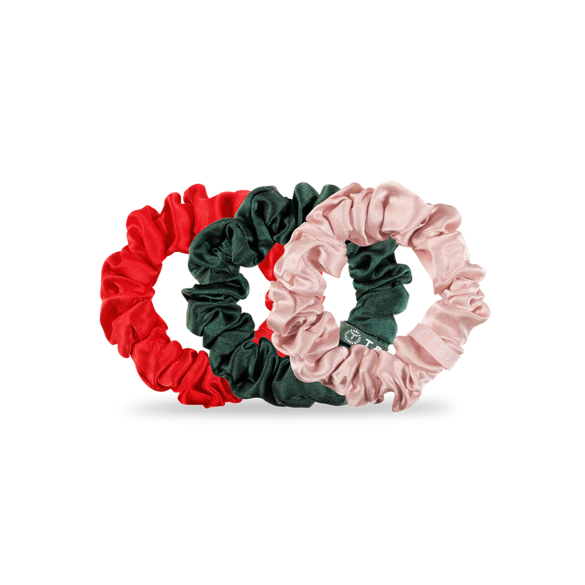 Teleties Silk Scrunchies - Large Band Pack of 3 - Poinsettia