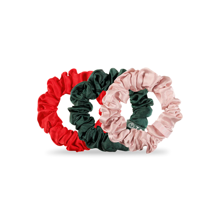 Teleties Silk Scrunchies - Large Band Pack of 3 - Poinsettia