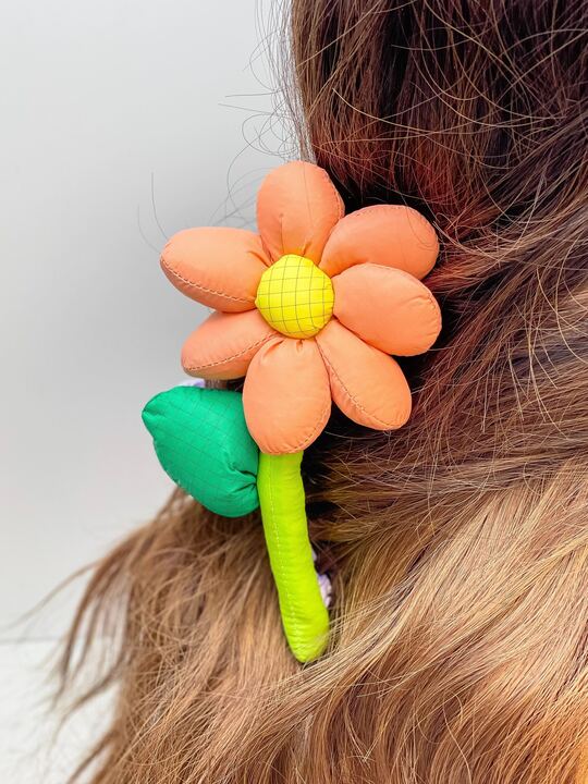 Puffy Flower Hair Clip - Pink