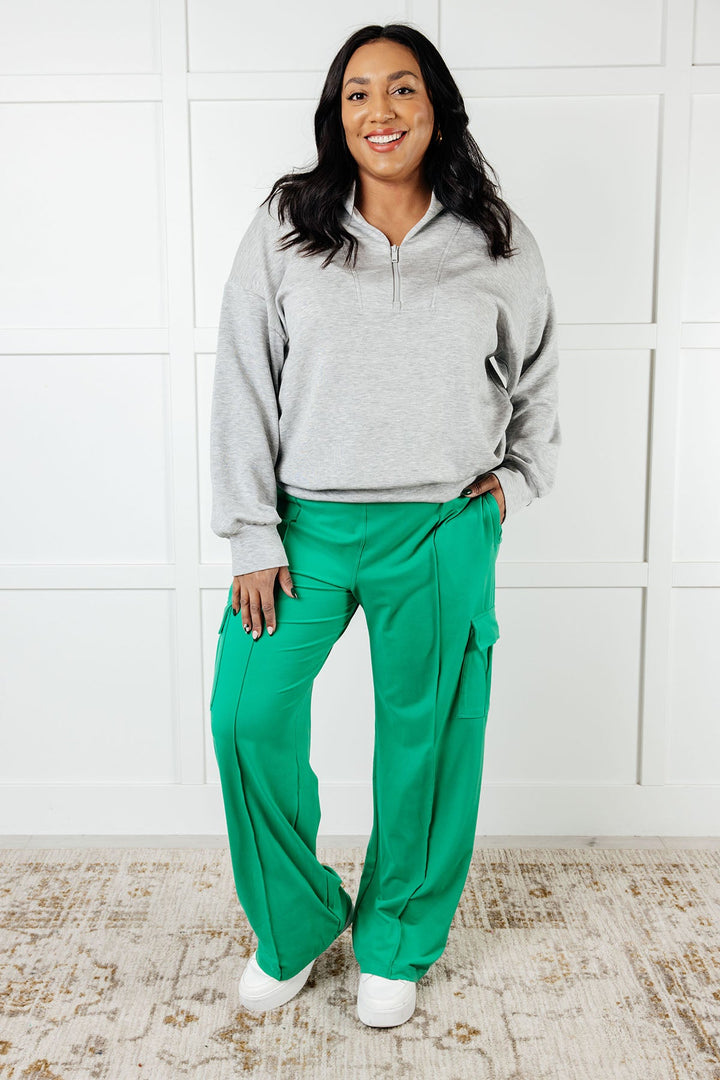 Race to Relax Cargo Pants in Emerald Green - 1/2