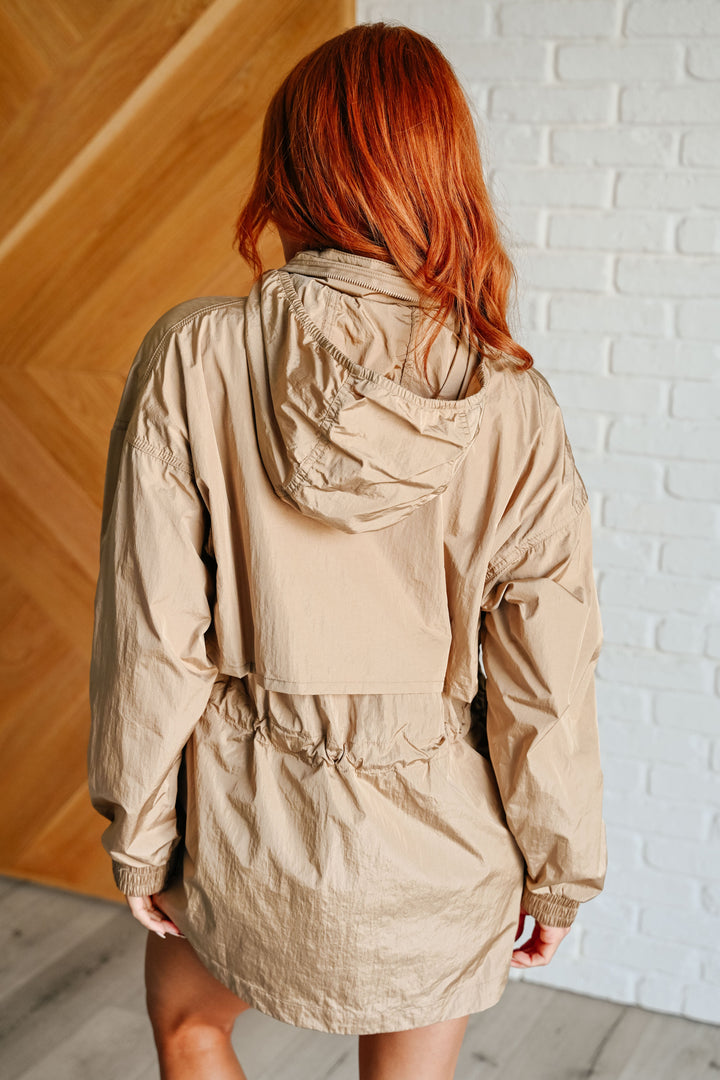 Rain, Rain Go Away Parachute Jacket in Camel