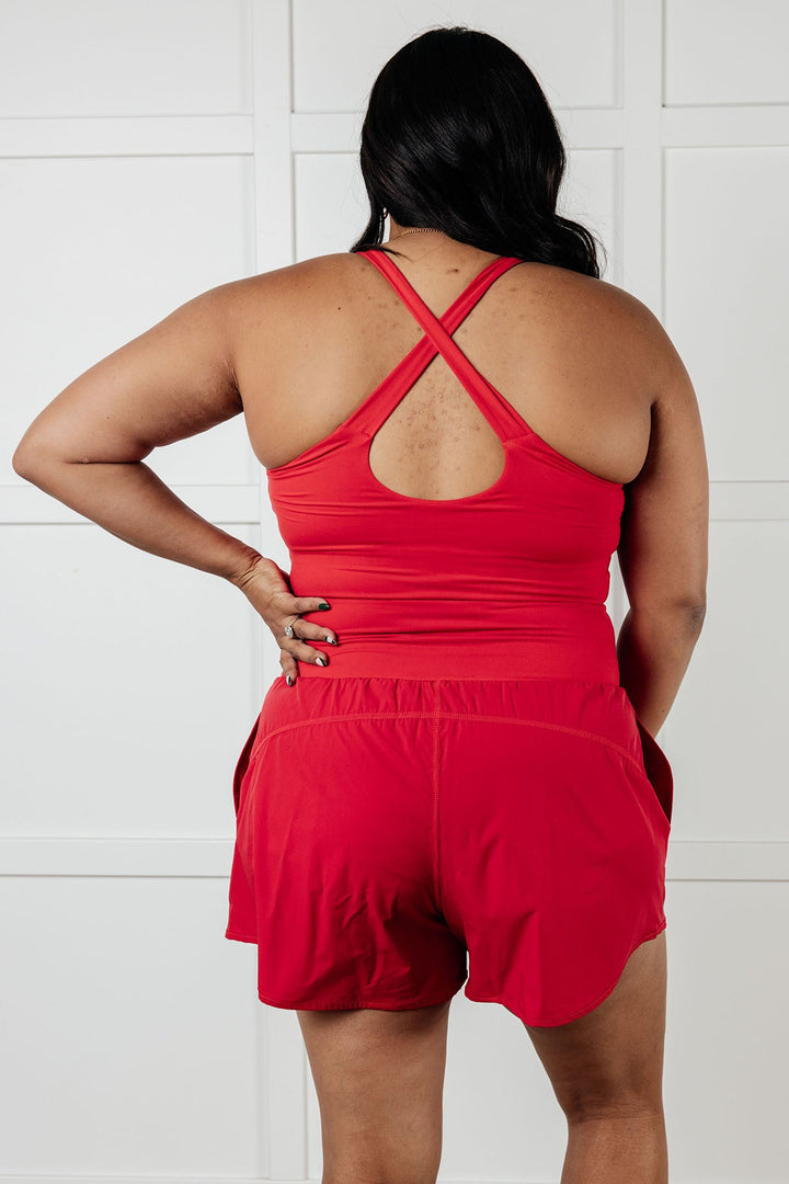 Raising Heart Rate Cutout Runsie In True Red - 1/2