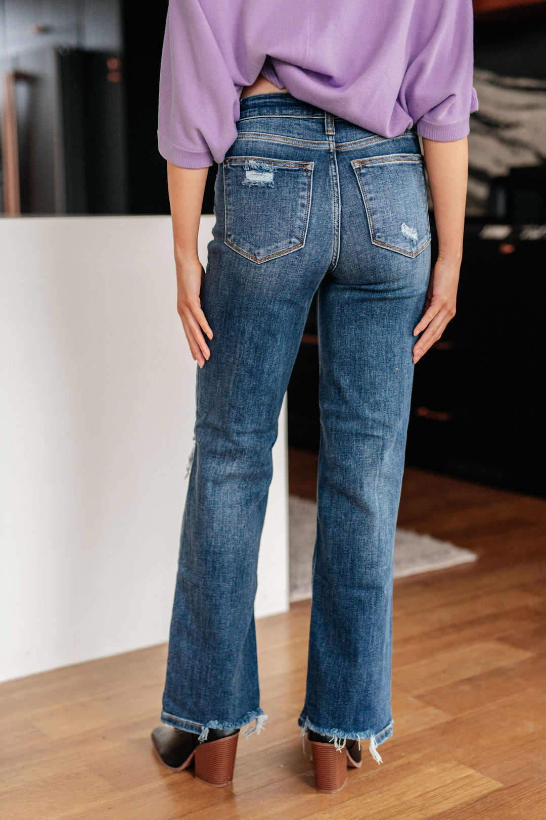 Rose High Rise 90's Straight Jeans in Dark Wash by Judy Blue