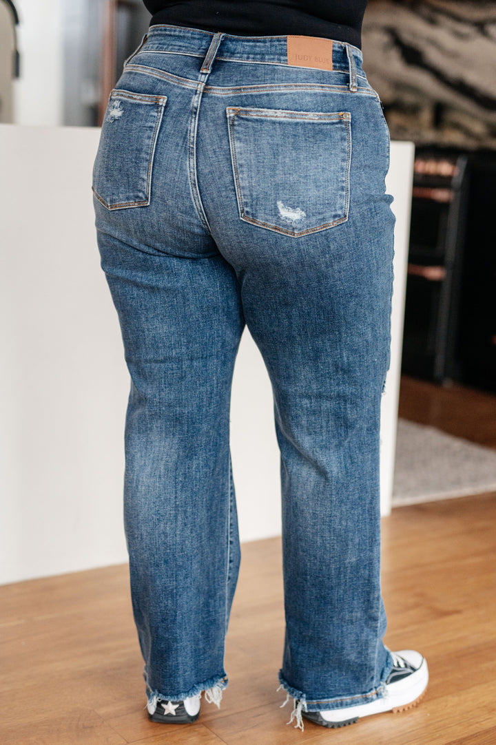 Rose High Rise 90's Straight Jeans in Dark Wash by Judy Blue