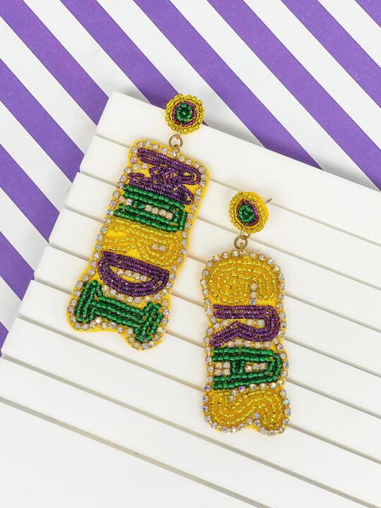 'Mardi Gras' Beaded & Rhinestone Beaded Earrings