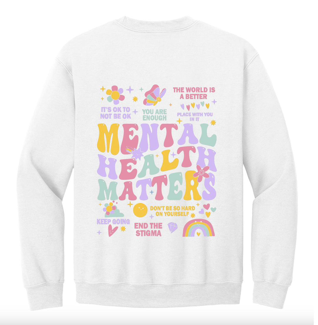 'Mental Health Matters' Multicolor Graphic Sweatshirt: Prep Obsessed x Weather With Lauren