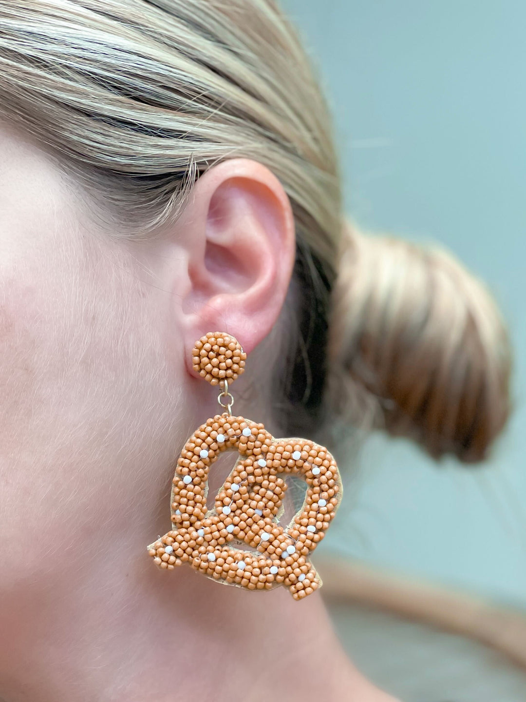 Seed Bead Pretzel Dangle Earrings