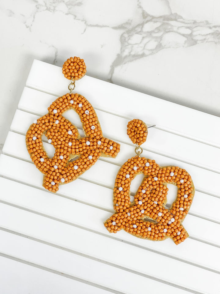 Seed Bead Pretzel Dangle Earrings