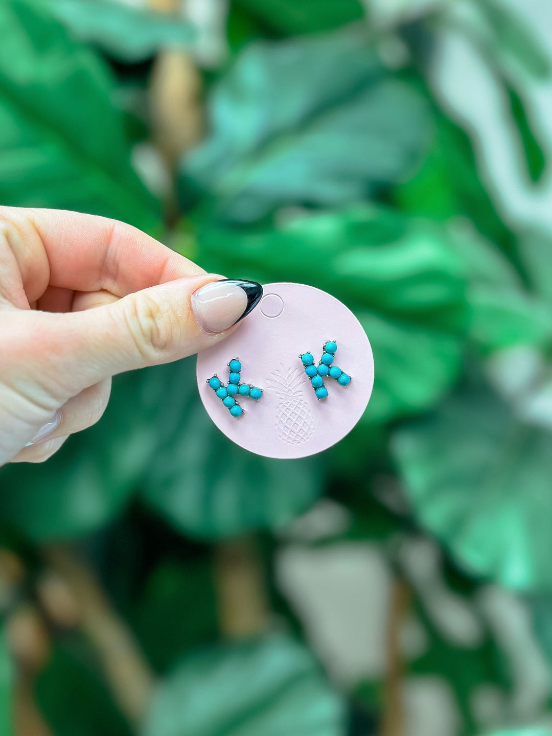 Semi-Precious Turquoise Initial Post Earrings