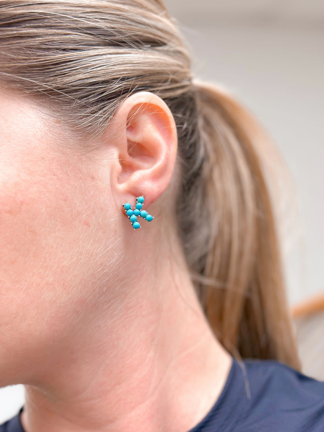 Semi-Precious Turquoise Initial Post Earrings