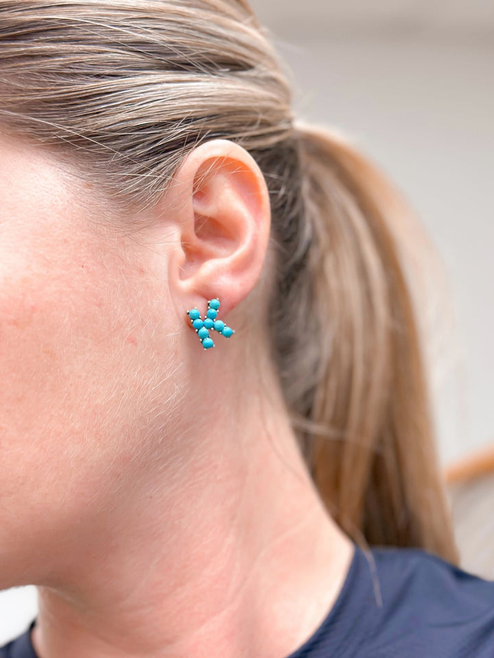 Semi-Precious Turquoise Initial Post Earrings