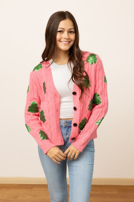 Sequin Trees Cardigan - 12/3