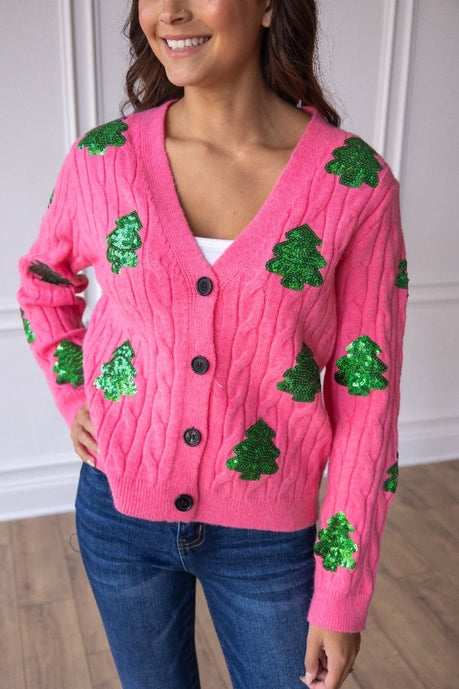 Sequin Trees Cardigan - 12/3