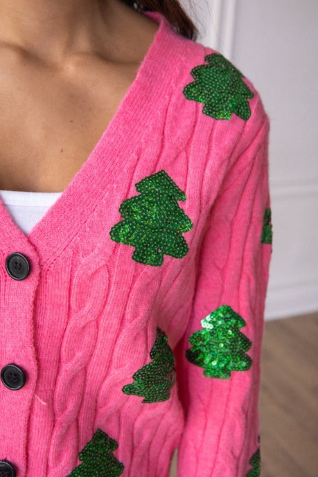 Sequin Trees Cardigan - 12/3