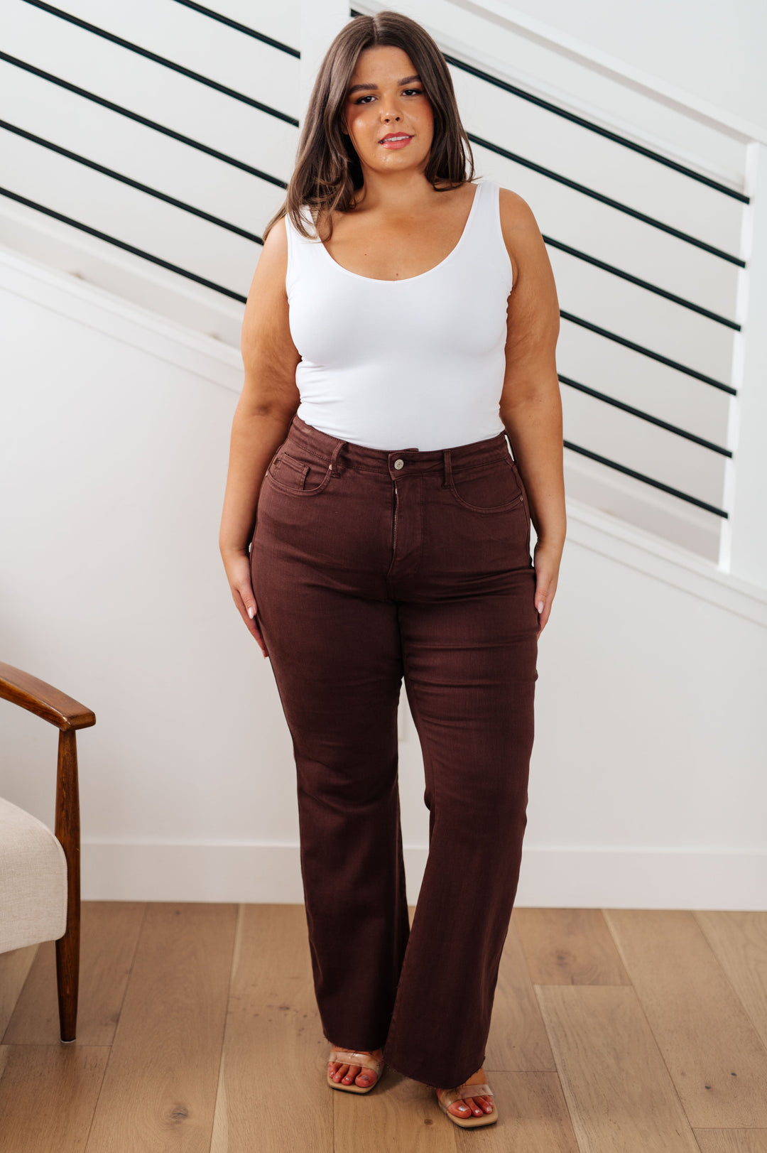 Sienna High Rise Control Top Flare Jeans in Espresso by Judy Blue