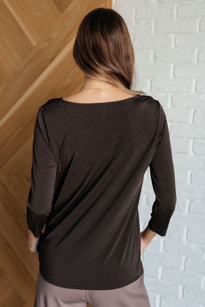 Signature Classic Round Neck Top in Chocolate - 1/10