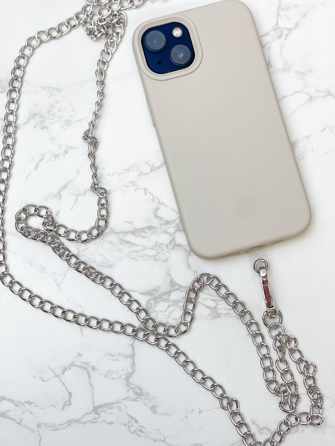 Skinny Silver Curb Link Phone Chain Lanyard