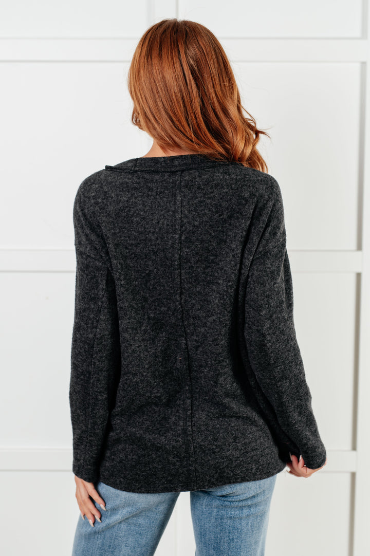 Simple Silhouette Brushed Hacci Sweater in Black - 12/11