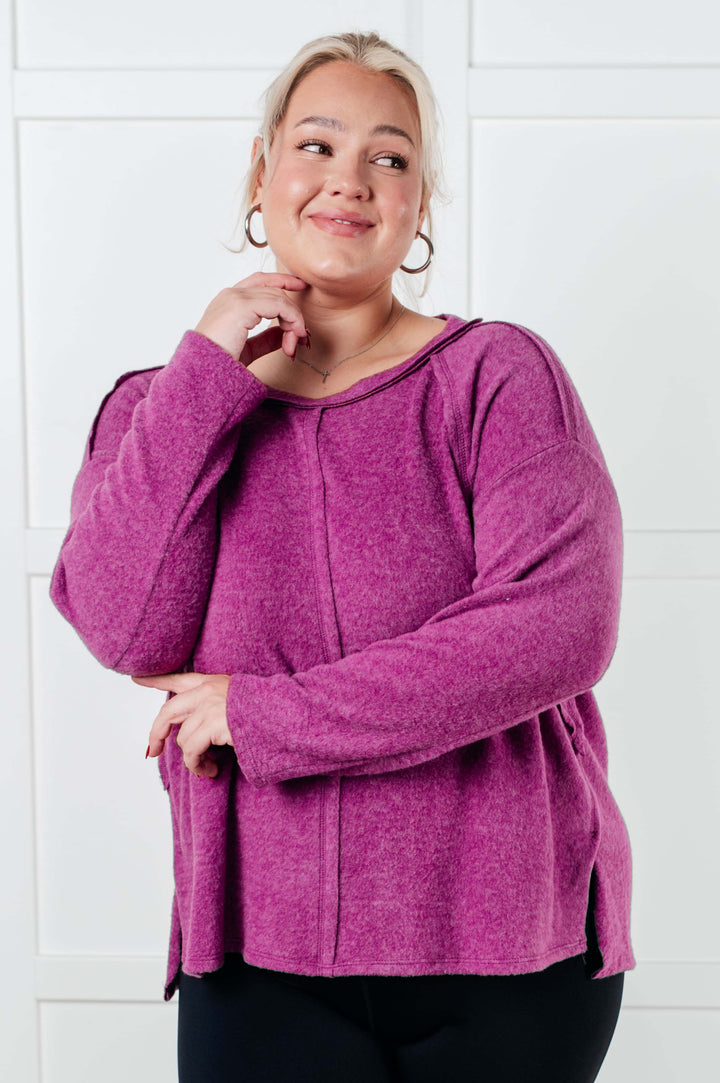 Simple Silhouette Brushed Hacci Sweater in Light Plum - 12/11