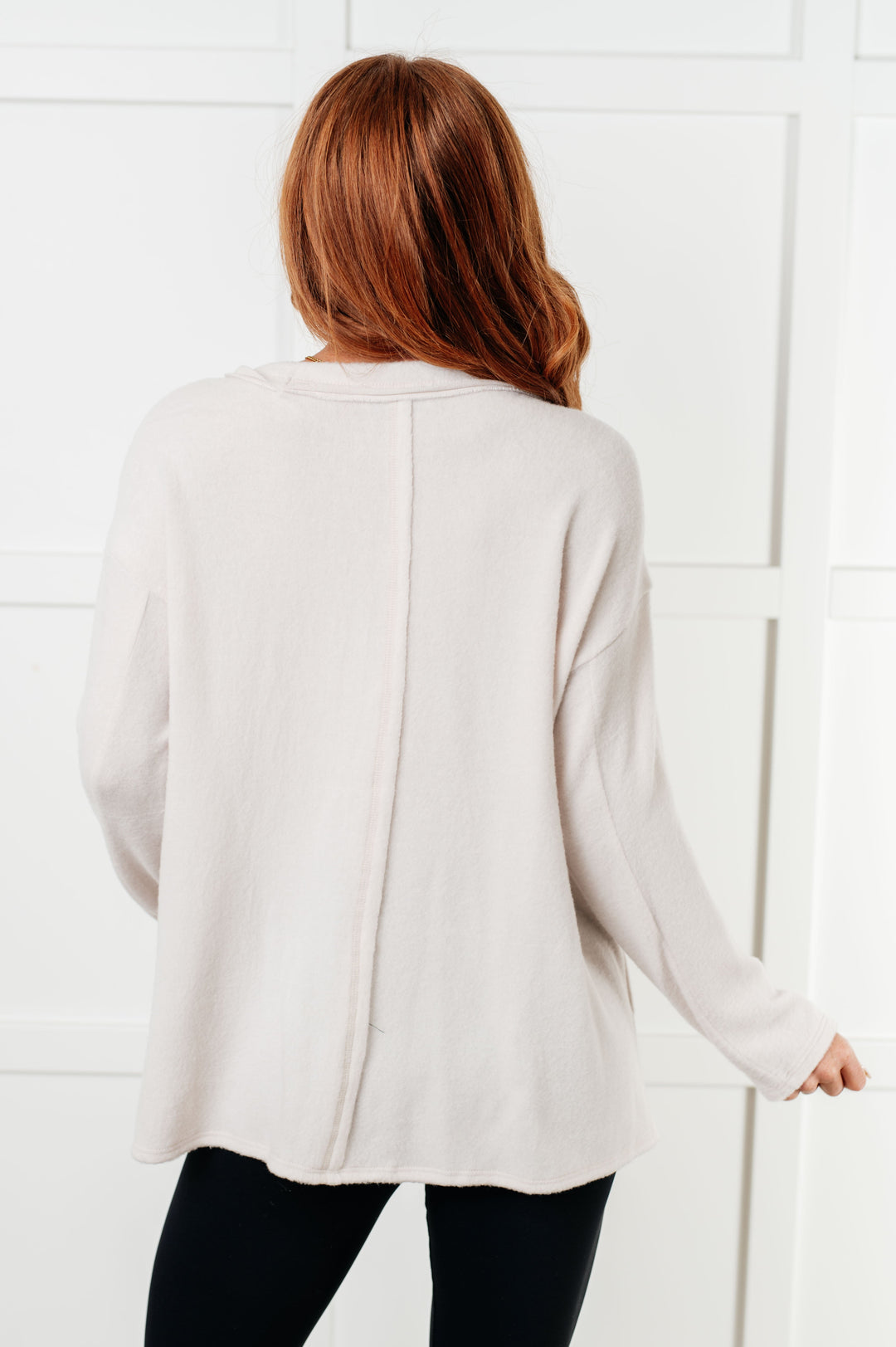 Simple Silhouette Brushed Hacci Sweater in Sand Beige - 12/11