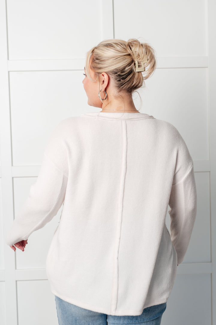 Simple Silhouette Brushed Hacci Sweater in Sand Beige - 12/11