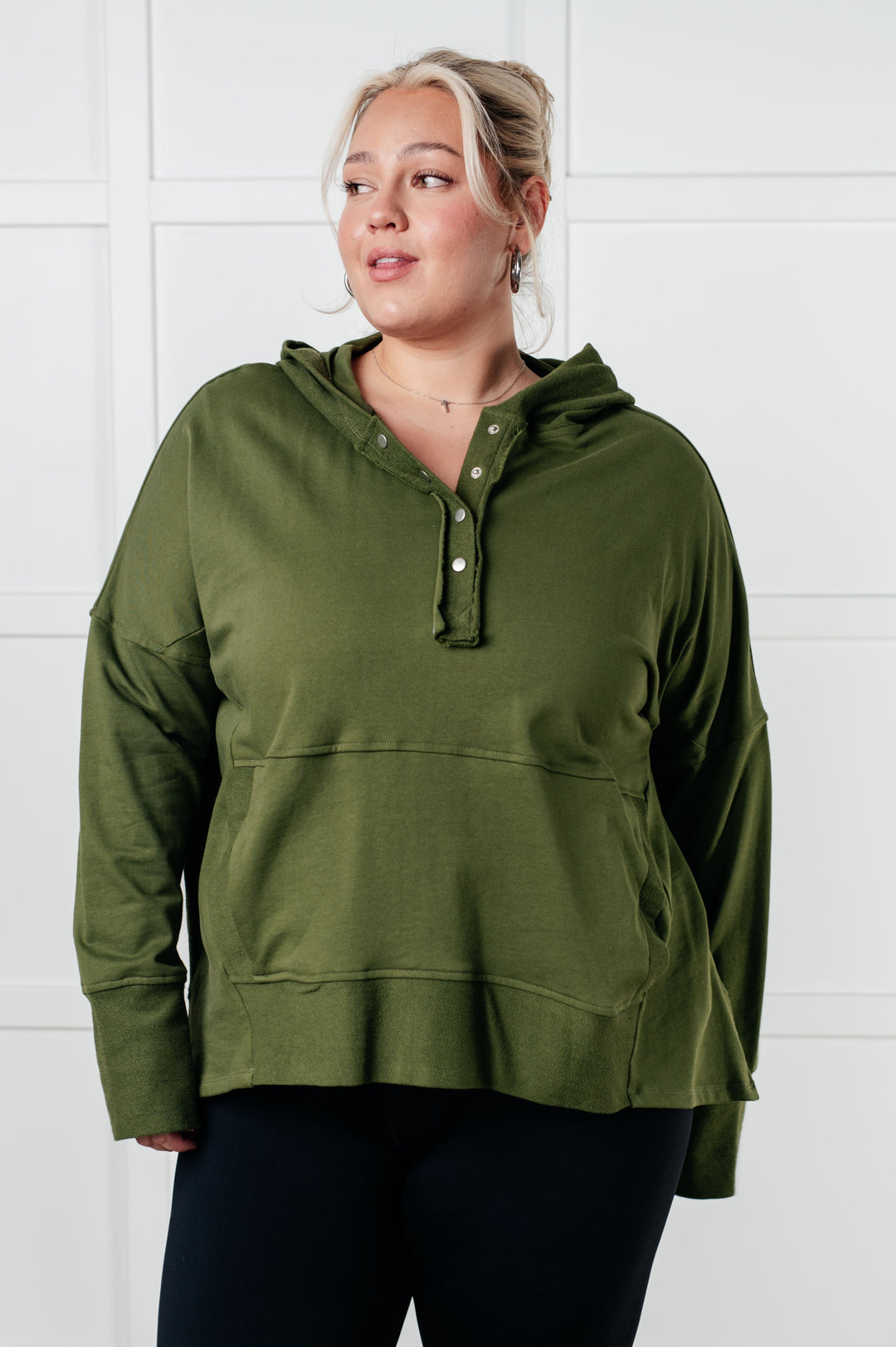 Simple Snug Snap Hooded Pullover - 12/12