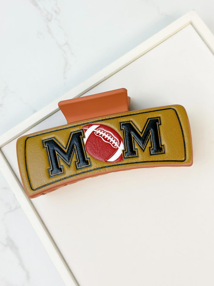 Sports 'MOM' Leather Claw Clip - Football