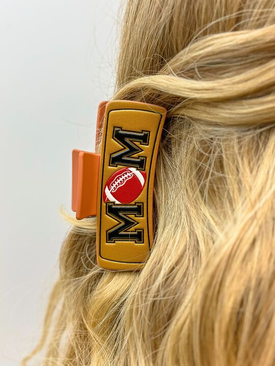 Sports 'MOM' Leather Claw Clip - Football