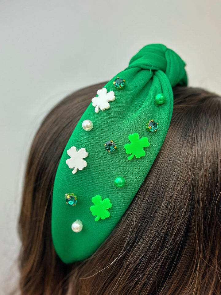 Embellished Clover Top Knot Headband