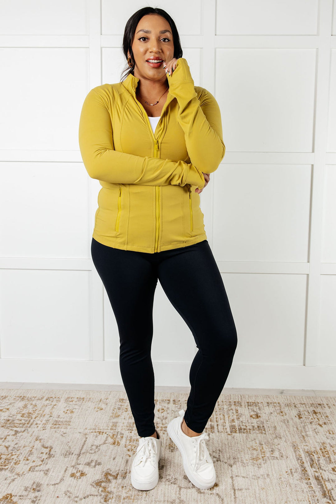 Staying Swift Activewear Jacket in Yellow Pear - 1/2