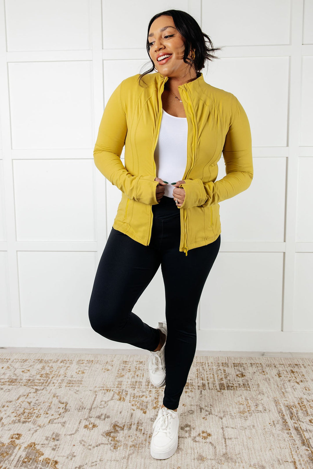 Staying Swift Activewear Jacket in Yellow Pear - 1/2