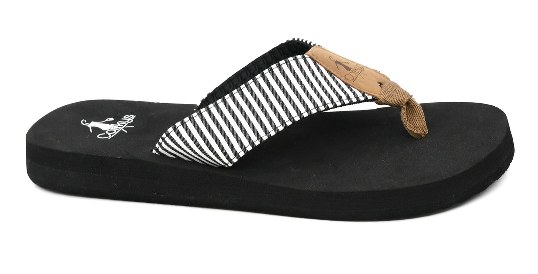 Summer Break by Corkys - Black White Stripe (Ships in January)