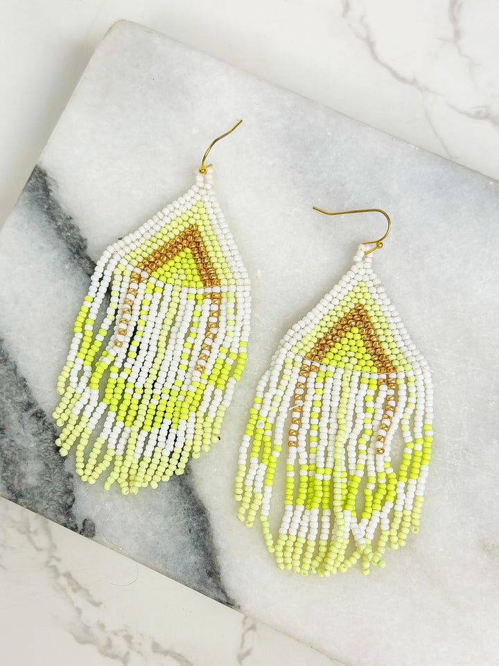 Summer Fringe Dangle Earrings - Yellow