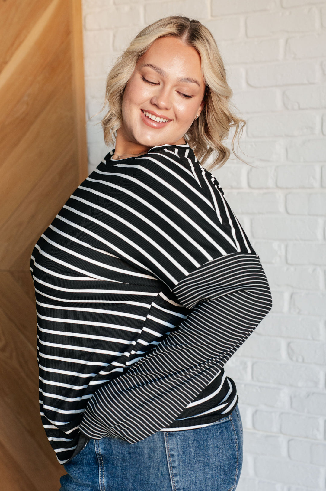 Super Clever Patchwork Striped Top in Black - 12/3