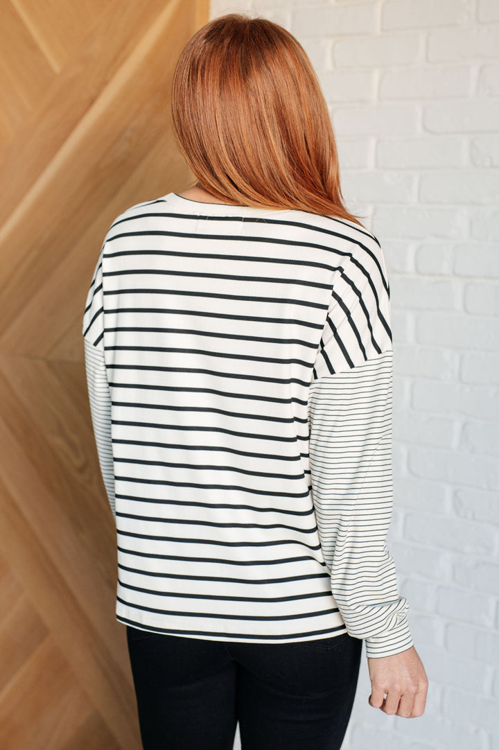 Super Clever Patchwork Striped Top in Ivory - 12/3