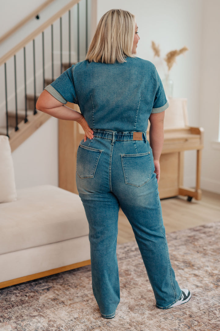 Sylvia Short Sleeve Denim Jumpsuit by Judy Blue