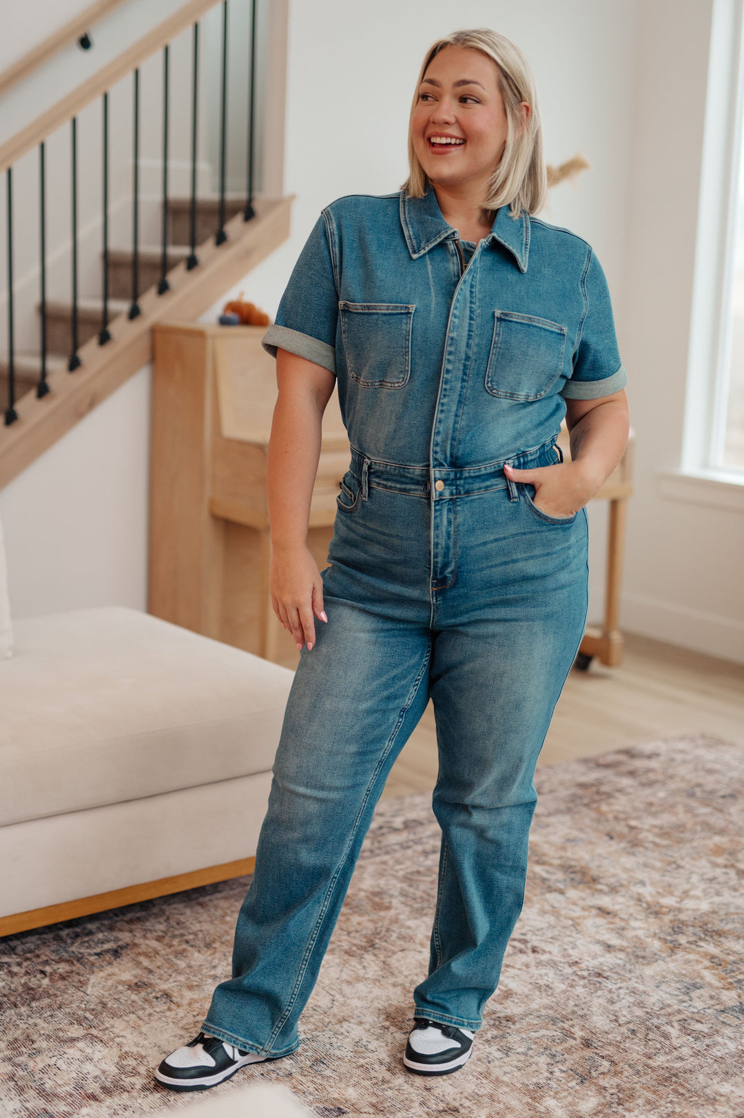 Sylvia Short Sleeve Denim Jumpsuit by Judy Blue