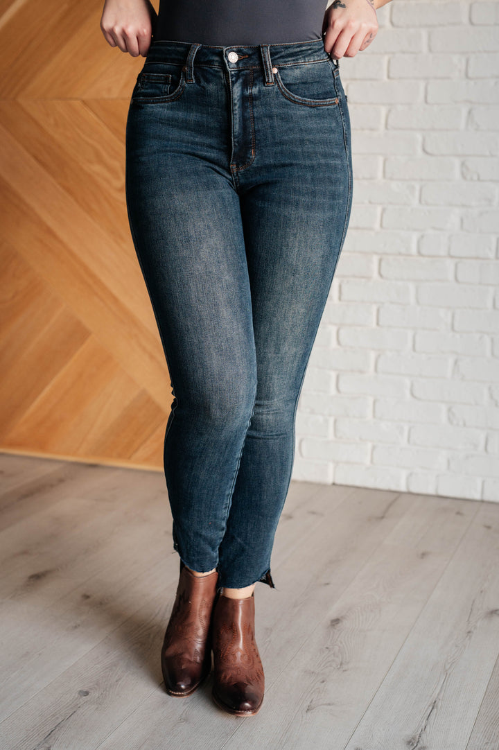 Tessa High Rise Control Top Step Hem Skinny Jeans by Judy Blue