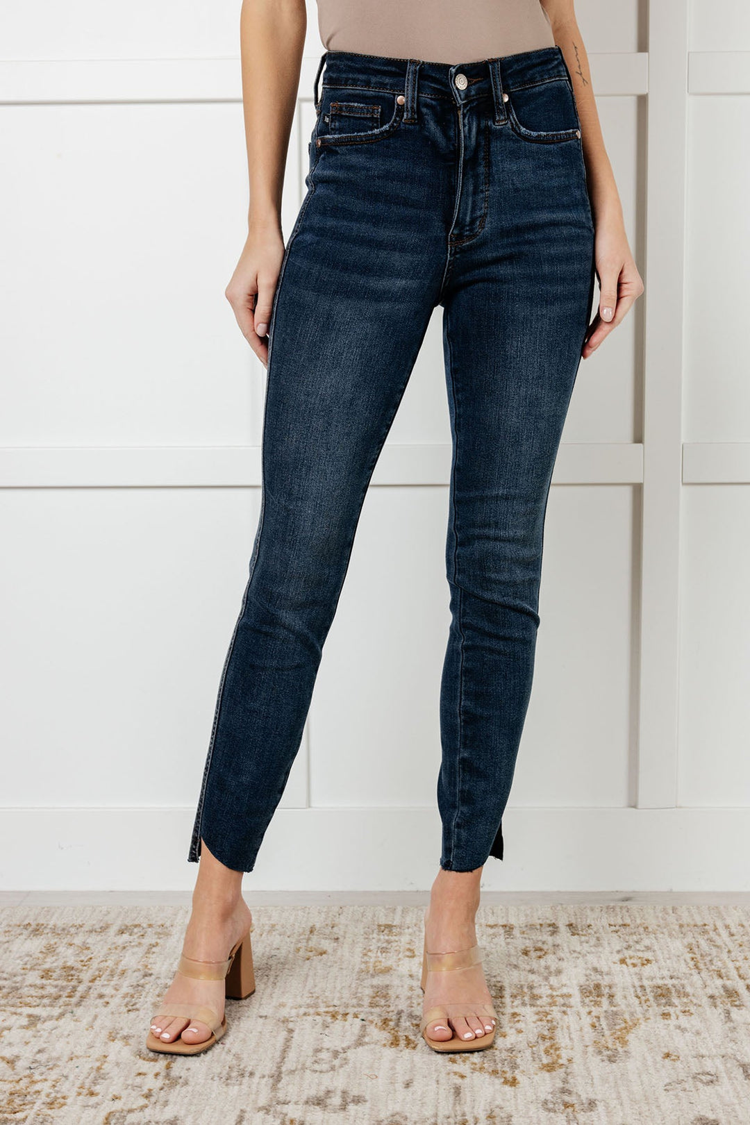 Tessa High Rise Control Top Step Hem Skinny Jeans by Judy Blue