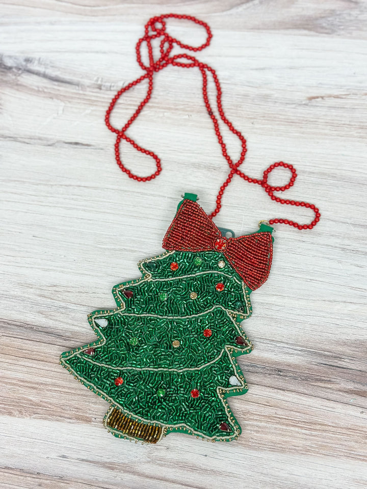 Christmas Tree Beaded Bag