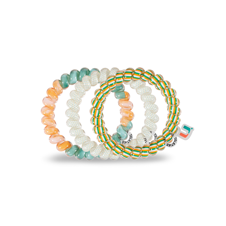 Teleties Hair Tie - Large Band Pack of 3 - University of Miami